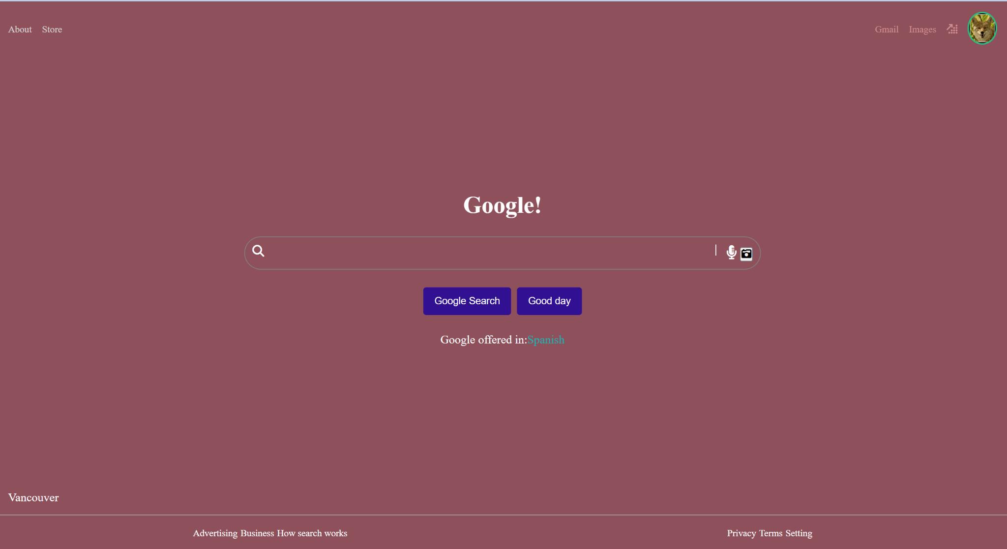 It is a simulated Google framework